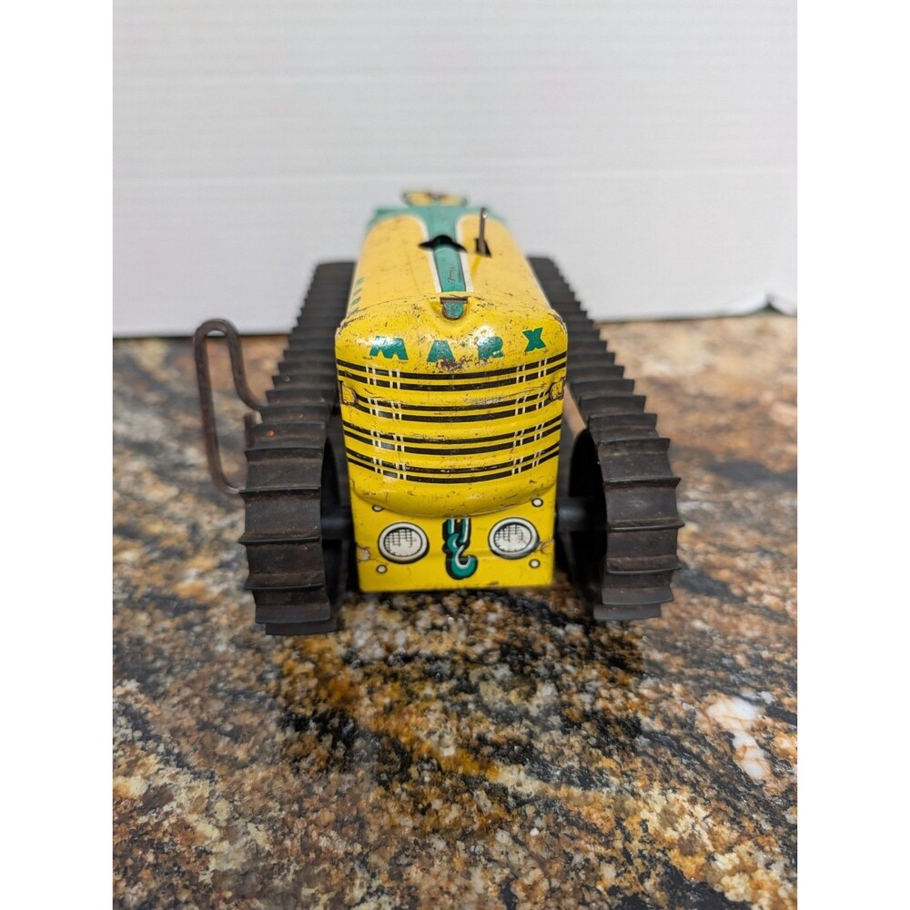 Vintage Marx Yellow Green Keywind Windup Tin Tractor No. 5 Works